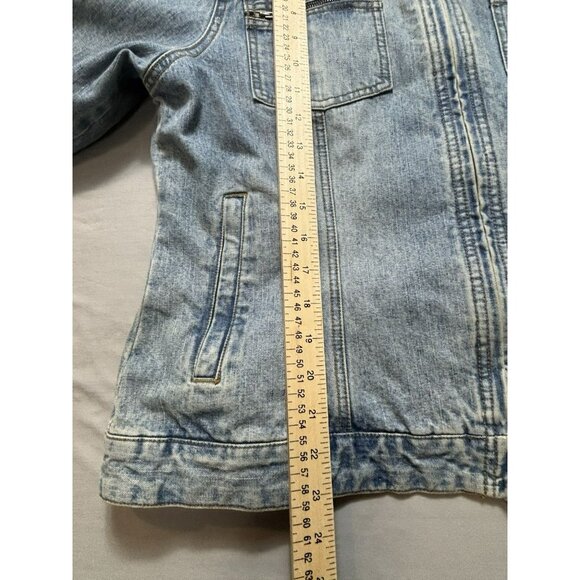 Harley Davidson Womens Jacket Size XL Blue Trucker Biker Denim Jean Pearls Y2K - Picture 8 of 10